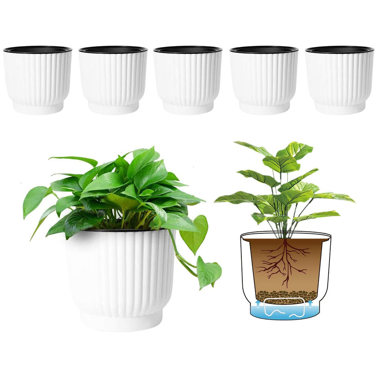Large White Plastic Planters Self Watering Planters With - Temu