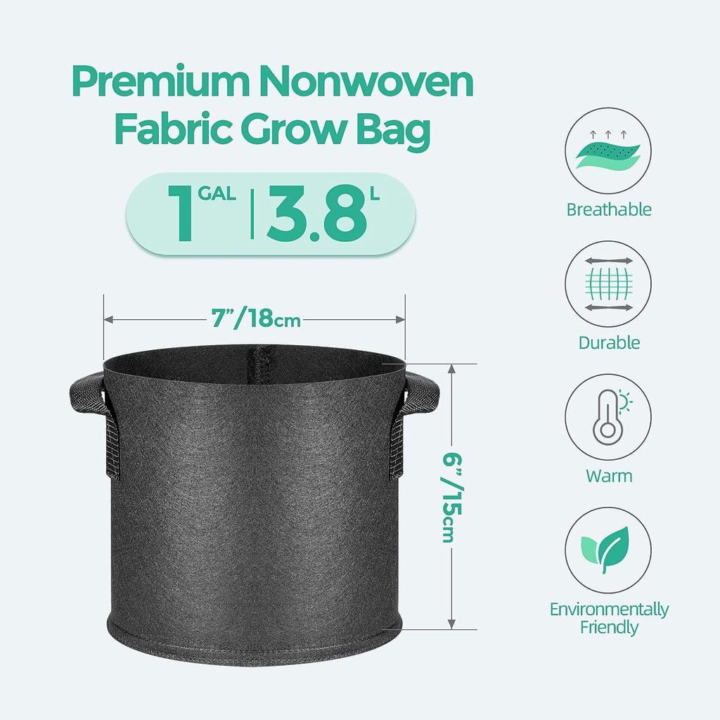 5pcs Fabric Grow Bags - Black